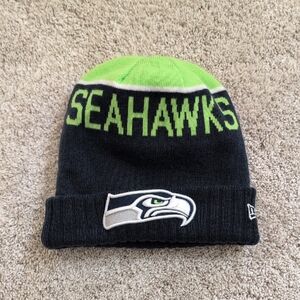 Seattle Seahawks New Era Cuffed Knit Hat - Neon Green/ Navy NWOT
